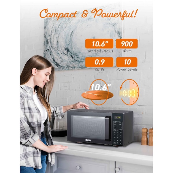 Commercial Chef 5-in-1 Countertop Microwave Air Fryer Combo, 0.9 Cu. Ft. Capacity, Black - CHMF9GB