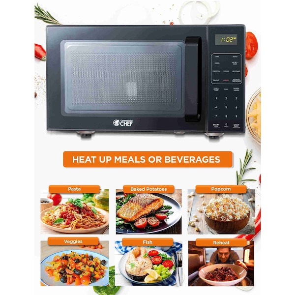 Commercial Chef 5-in-1 Countertop Microwave Air Fryer Combo, 0.9 Cu. Ft. Capacity, Black - CHMF9GB