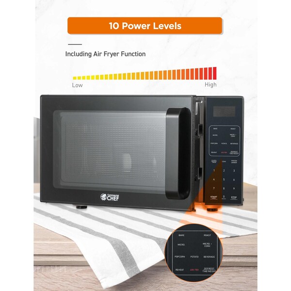Commercial Chef 5-in-1 Countertop Microwave Air Fryer Combo, 0.9 Cu. Ft. Capacity, Black - CHMF9GB