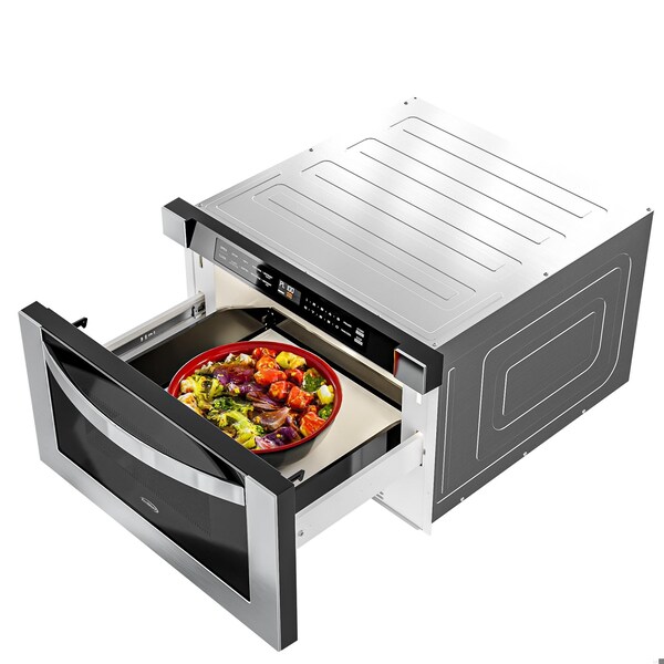 Koolmore 24 in. Stainless-Steel Microwave Drawer, Wall-Mounted with Flat Bottom, 1.2 Cu. Ft. - KM-MD-1SS