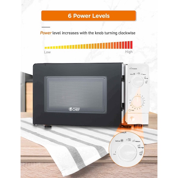 Commercial Chef Counter Top Microwave, 0.6 Cubic Feet, White - CHM660W