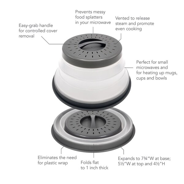 Tovolo Tovolo Gray/White Plastic Microwave Collapsible Food Cover - 47003-200