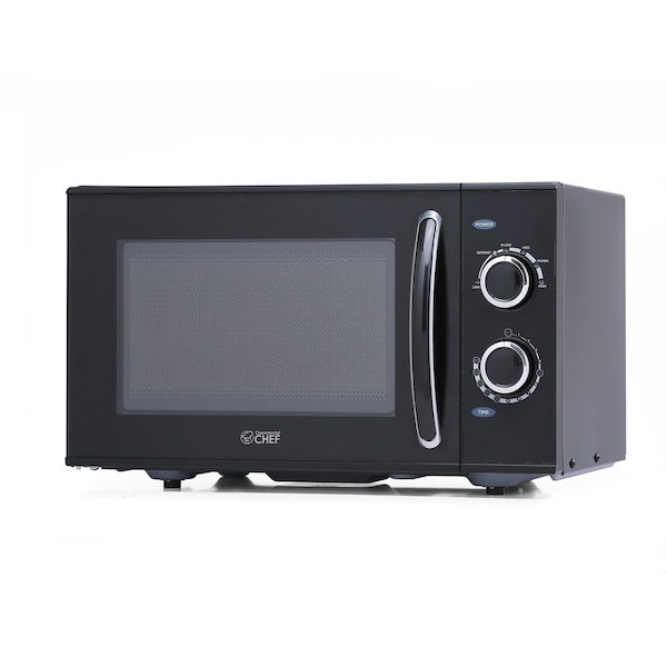 Commercial Chef 0.9 Cubic Foot Countertop Microwave, Compact, Rotary Control, Black - CHMH900B6C