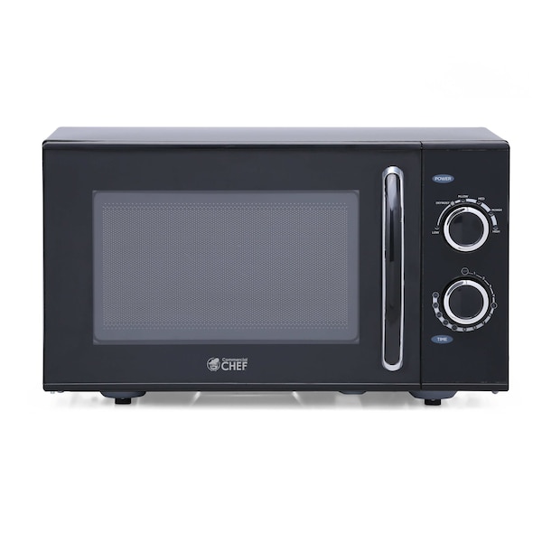Commercial Chef 0.9 Cubic Foot Countertop Microwave, Compact, Rotary Control, Black - CHMH900B6C