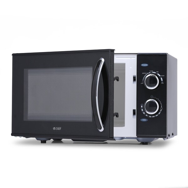 Commercial Chef 0.9 Cubic Foot Countertop Microwave, Compact, Rotary Control, Black - CHMH900B6C