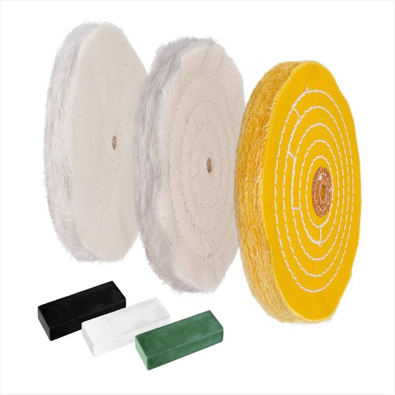 Kit de Rueda de Pulido para Esmeril de Banco de 6 pulgadas POWERTEC con Set de 3 piezas de Compuesto para Pulir - 71631