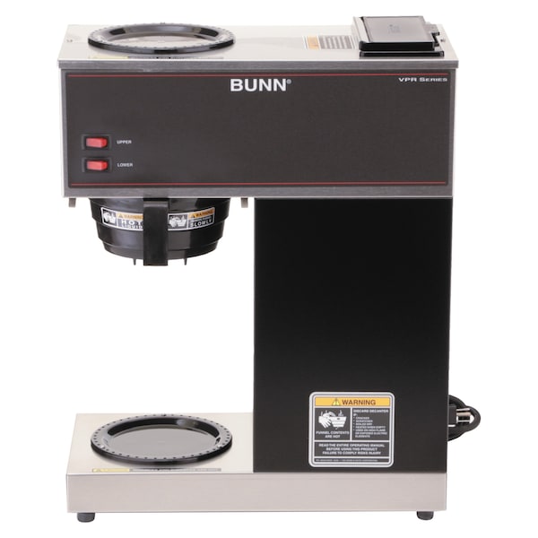 Bunn VPR Two Burner Pourover Coffee Brewer, Stainless Steel, Black - 33200