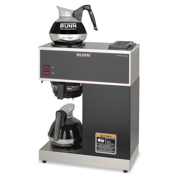 Bunn VPR Two Burner Pourover Coffee Brewer, Stainless Steel, Black - 33200