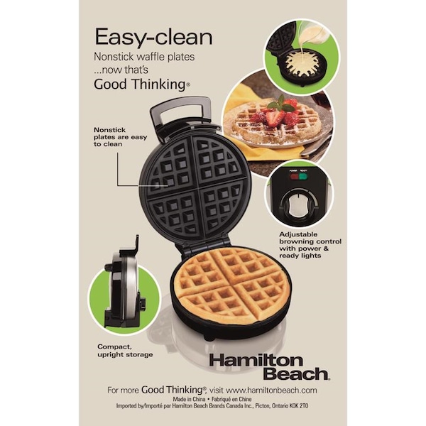 Hamilton Beach Hamilton Beach 1 waffle Black/Silver Stainless Steel Belgian Waffle Maker - 26080