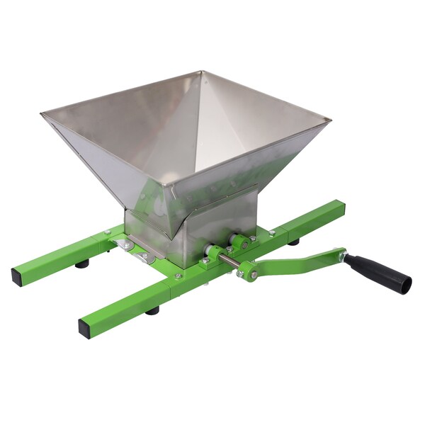 Edendirect 7L Manual Fruit Crusher - Stainless Steel and Oak Wood, Efficient Apple and Pear Juicer Grinder - ED-W46536792