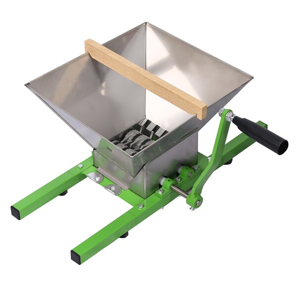 Edendirect 7L Manual Fruit Crusher - Stainless Steel and Oak Wood, Efficient Apple and Pear Juicer Grinder - ED-W46536792