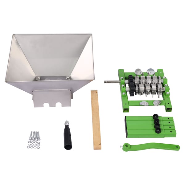 Edendirect 7L Manual Fruit Crusher - Stainless Steel and Oak Wood, Efficient Apple and Pear Juicer Grinder - ED-W46536792