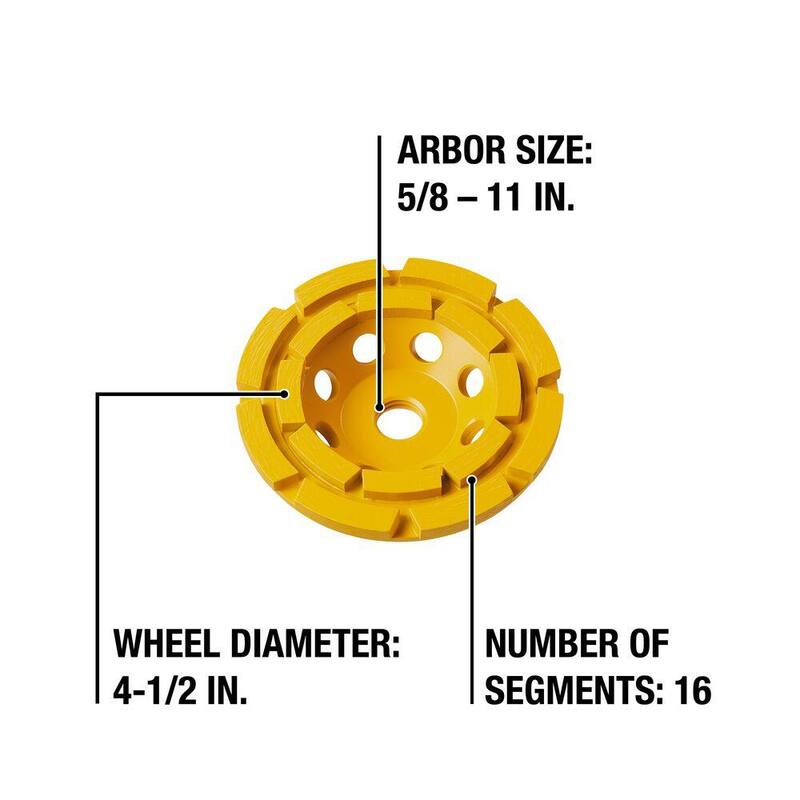 Rueda de Copa de Diamante de Doble Hilera DEWALT 4-1/2 pulgadas - DW4774