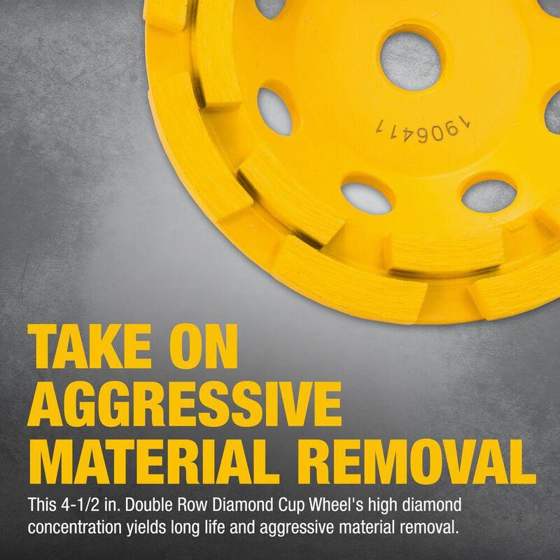 Rueda de Copa de Diamante de Doble Hilera DEWALT 4-1/2 pulgadas - DW4774