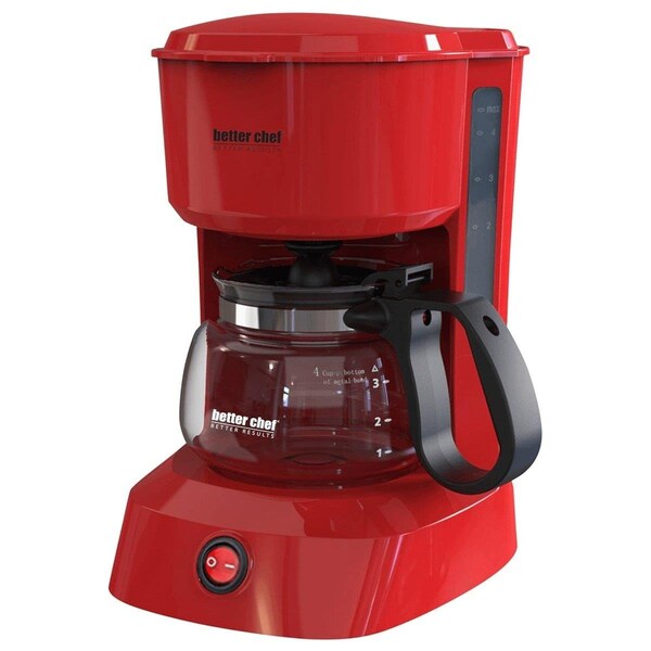 Better Chef 4-Cup Coffeemaker with Grab-A-Cup Feature - Red - IM-107R-4CUP-CP