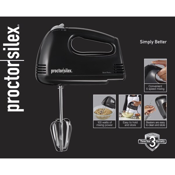 Hamilton Beach Hamilton Beach Proctor Silex Black 5 speed Hand Food Mixer - 62507PS
