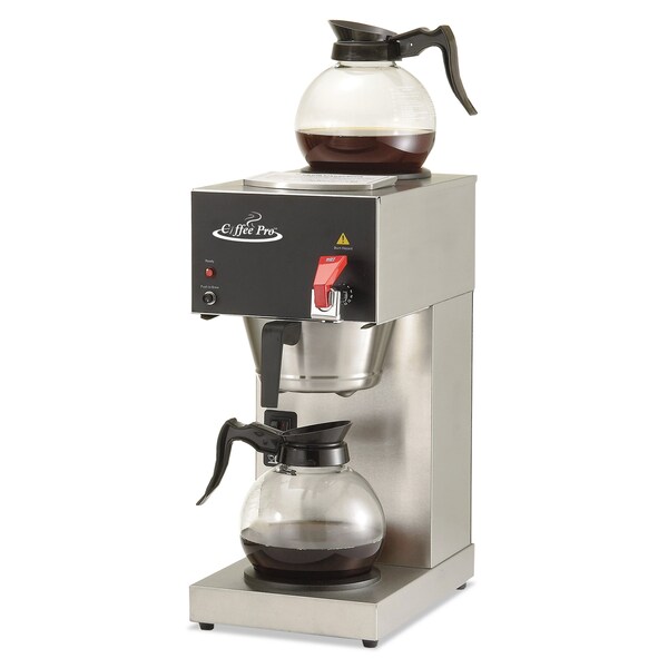 Coffee Pro Two-Burner Institutional Coffee Maker, 12-Cup, 9 x 16.5 x 19, Stainless Steel - CPDC128AF
