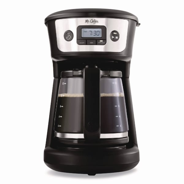 Mr. Coffee Programmable Coffee Maker, 12-Cup, Black/Stainless Steel - 2176619/2176620