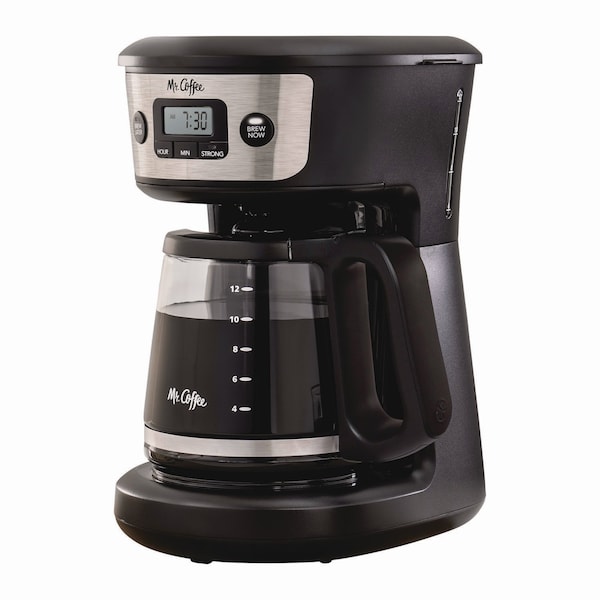 Mr. Coffee Programmable Coffee Maker, 12-Cup, Black/Stainless Steel - 2176619/2176620