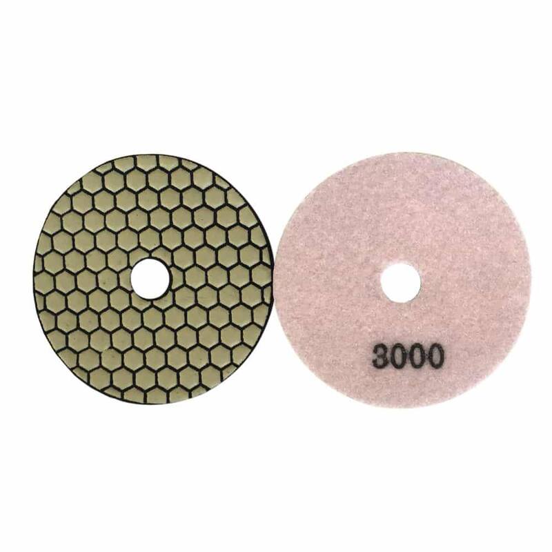 Set de almohadillas de pulido de diamante en seco de 4 pulgadas para piedra y concreto, (#50 a #3000 de grano) con respaldo de hule - RDP4512481530R