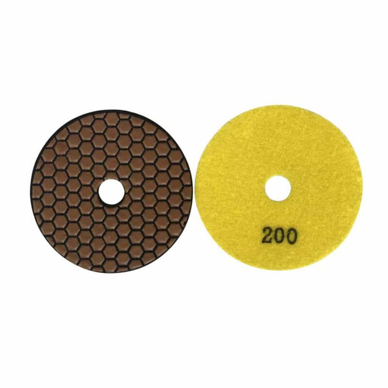 Set de almohadillas de pulido de diamante en seco de 4 pulgadas para piedra y concreto, (#50 a #3000 de grano) con respaldo de hule - RDP4512481530R