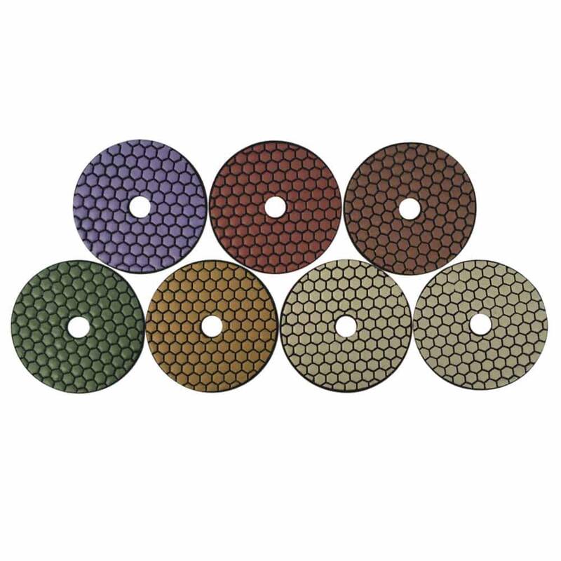 Juego de Almohadillas de Pulido de Diamante Secas de 5 pulgadas para Piedra y Concreto, #50, #100, #200, #400, #800, #1500, #3000 Grit - RDP5512481530