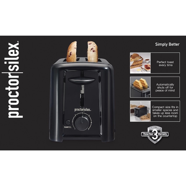 Hamilton Beach Hamilton Beach Proctor Silex Plastic Black 2 slot Toaster 6.2 in. H X 5.3 in. W X 10.3 in. D - 22624