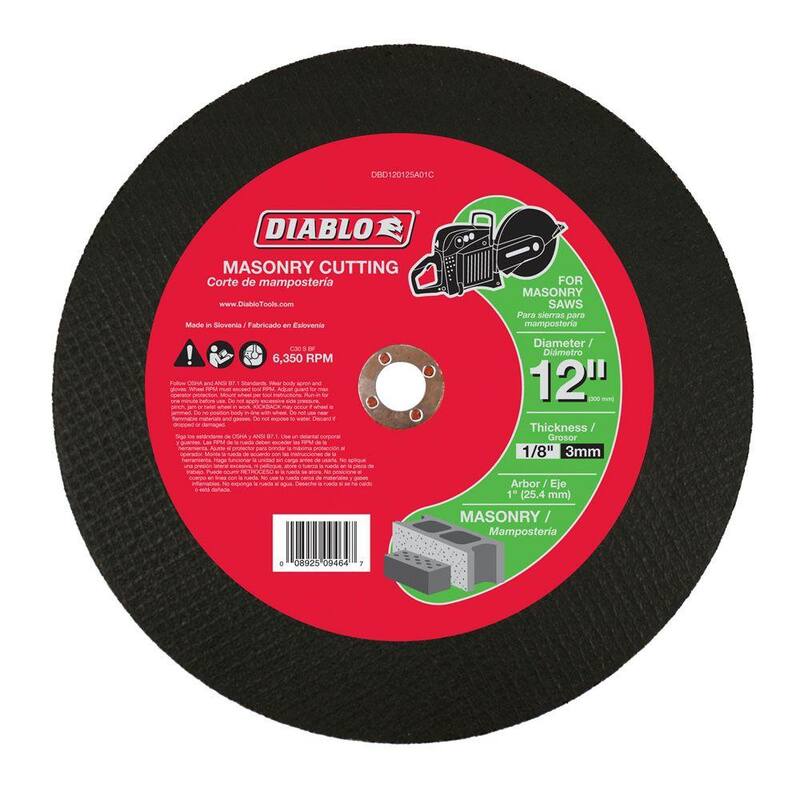 DIABLO 12 pulgadas x 1/8 pulgadas x 1 pulgada Disco de corte de alta velocidad para albañilería - DBD120125A01C
