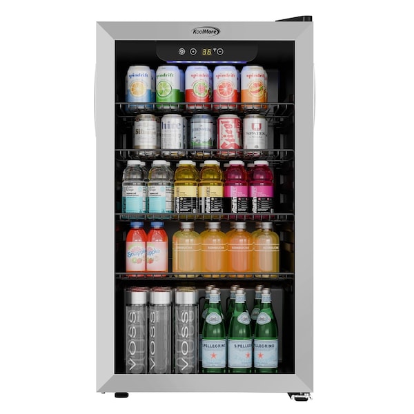 Koolmore 18 in. 3.2 Cu. Ft. Beverage Refrigerator Merchandiser with Stainless Steel Trim and Touch Panel - KM-BR32SS
