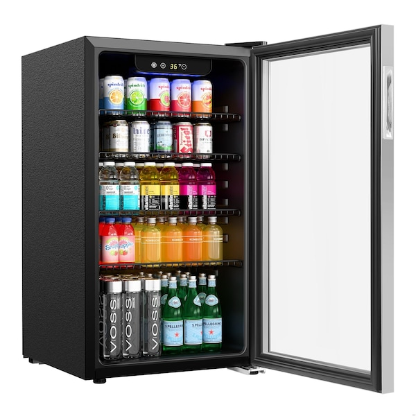 Koolmore 18 in. 3.2 Cu. Ft. Beverage Refrigerator Merchandiser with Stainless Steel Trim and Touch Panel - KM-BR32SS