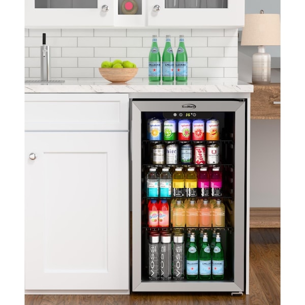 Koolmore 18 in. 3.2 Cu. Ft. Beverage Refrigerator Merchandiser with Stainless Steel Trim and Touch Panel - KM-BR32SS