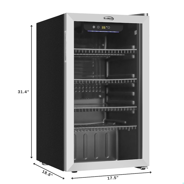 Koolmore 18 in. 3.2 Cu. Ft. Beverage Refrigerator Merchandiser with Stainless Steel Trim and Touch Panel - KM-BR32SS