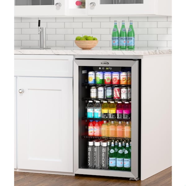 Koolmore 18 in. 3.2 Cu. Ft. Beverage Refrigerator Merchandiser with Stainless Steel Trim and Touch Panel - KM-BR32SS