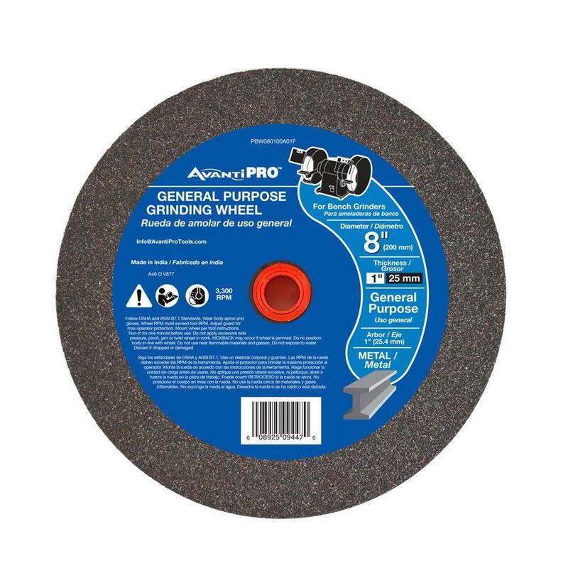 Rueda de esmerilado de banco de uso general Avanti Pro 8 pulgadas x 1 pulgada x 1 pulgada - PBW080100A01F
