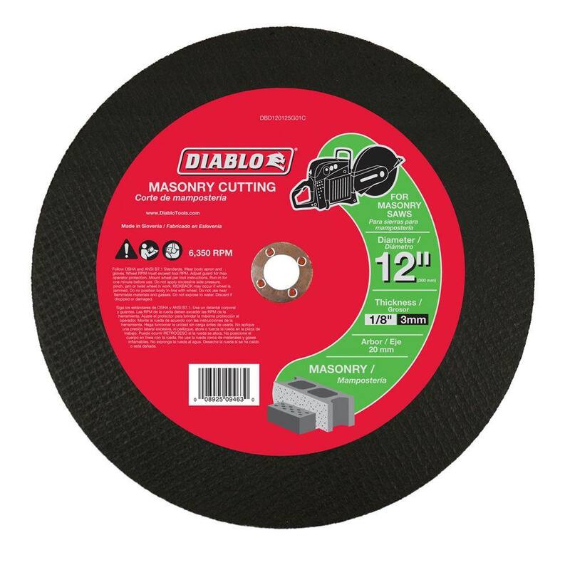 DIABLO 12 pulgadas x 1/8 pulgadas x 20 mm Disco de corte de alta velocidad para albañilería - DBD120125G01C