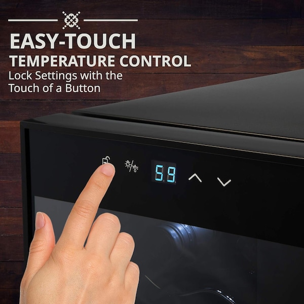 Ivation 28 Bottle Compressor Wine Refrigerator, Freestanding Wine Cooler with Lock, Black - IVFWCC281LB