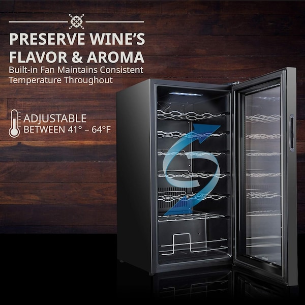 Ivation 28 Bottle Compressor Wine Refrigerator, Freestanding Wine Cooler with Lock, Black - IVFWCC281LB