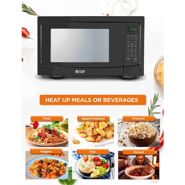 Commercial Chef 1.6 Cu. Ft. Countertop Microwave with Touch Controls & Digital Display, Black Microwave - CHM16MB6
