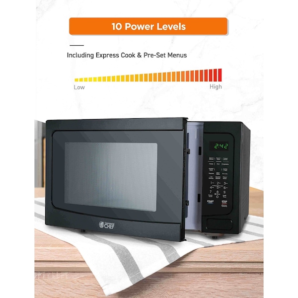 Commercial Chef 1.6 Cu. Ft. Countertop Microwave with Touch Controls & Digital Display, Black Microwave - CHM16MB6