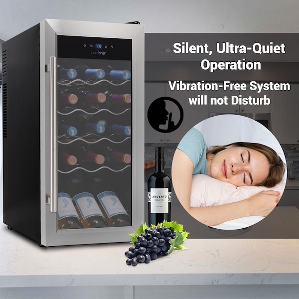 Nutrichef 18Bottles Compressor Wine Cooler Ss Door - PKCWC18