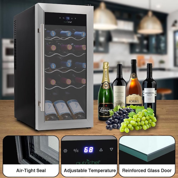 Nutrichef 18Bottles Compressor Wine Cooler Ss Door - PKCWC18