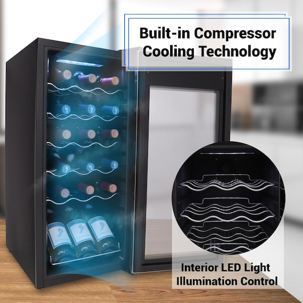 Nutrichef 18Bottles Compressor Wine Cooler Ss Door - PKCWC18