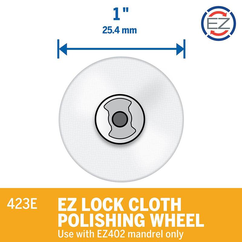 Herramienta rotativa Dremel EZ Lock de 1 pulgada con rueda de pulido de tela para cubiertos, partes de automóviles y herrajes de puertas y ventanas - 423E
