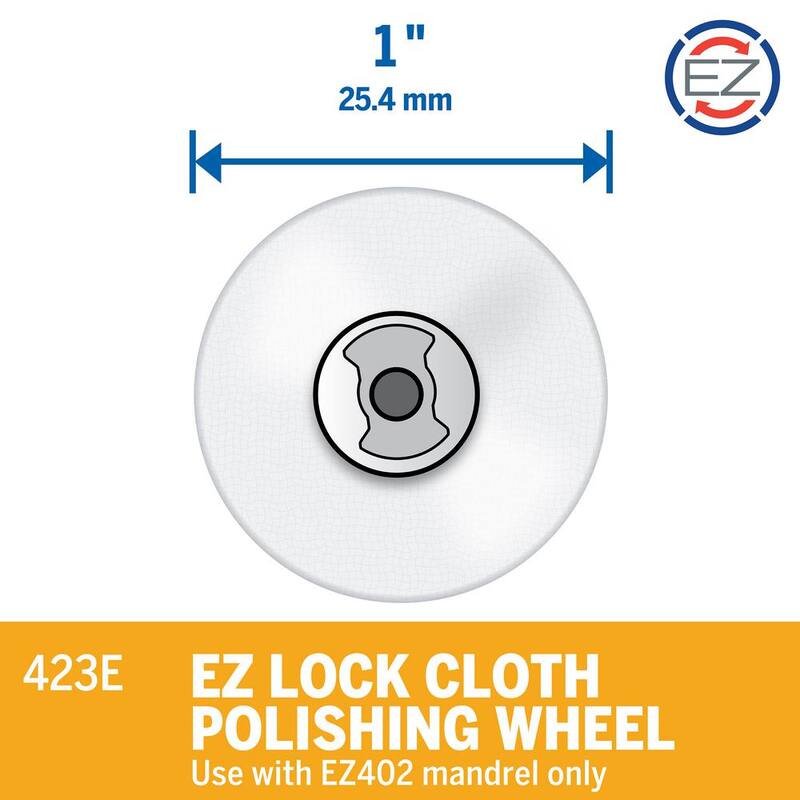 Herramienta rotativa Dremel EZ Lock de 1 pulgada con rueda de pulido de tela para cubiertos, partes de automóviles y herrajes de puertas y ventanas - 423E