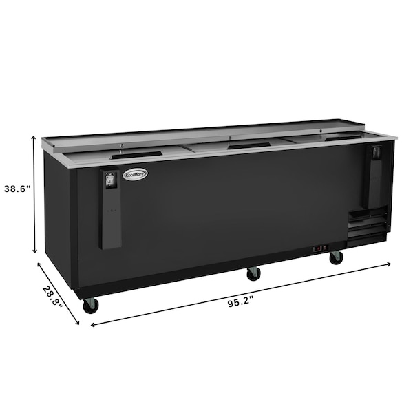 Koolmore 95 in. Commercial Bottle Cooler in Black with Built-In Opener, ETL Listed, 30 cu. ft. - KM-BOC95-BK