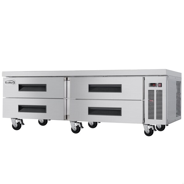 Koolmore 84 in. Commercial Chef Base Refrigerator Storage Cabinet, Pull-Out Drawers, Rolling Caster Wheels - KM-BR-844D