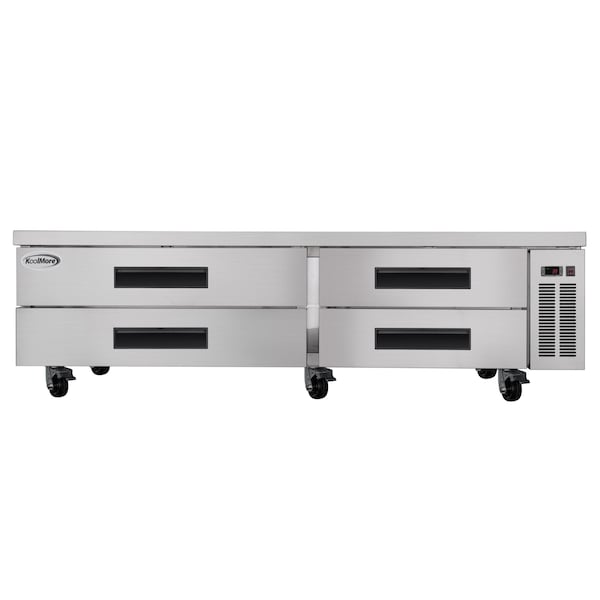 Koolmore 84 in. Commercial Chef Base Refrigerator Storage Cabinet, Pull-Out Drawers, Rolling Caster Wheels - KM-BR-844D