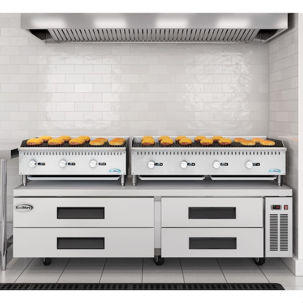 Koolmore 84 in. Commercial Chef Base Refrigerator Storage Cabinet, Pull-Out Drawers, Rolling Caster Wheels - KM-BR-844D