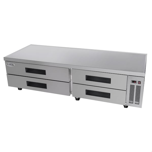 Koolmore 84 in. Commercial Chef Base Refrigerator Storage Cabinet, Pull-Out Drawers, Rolling Caster Wheels - KM-BR-844D