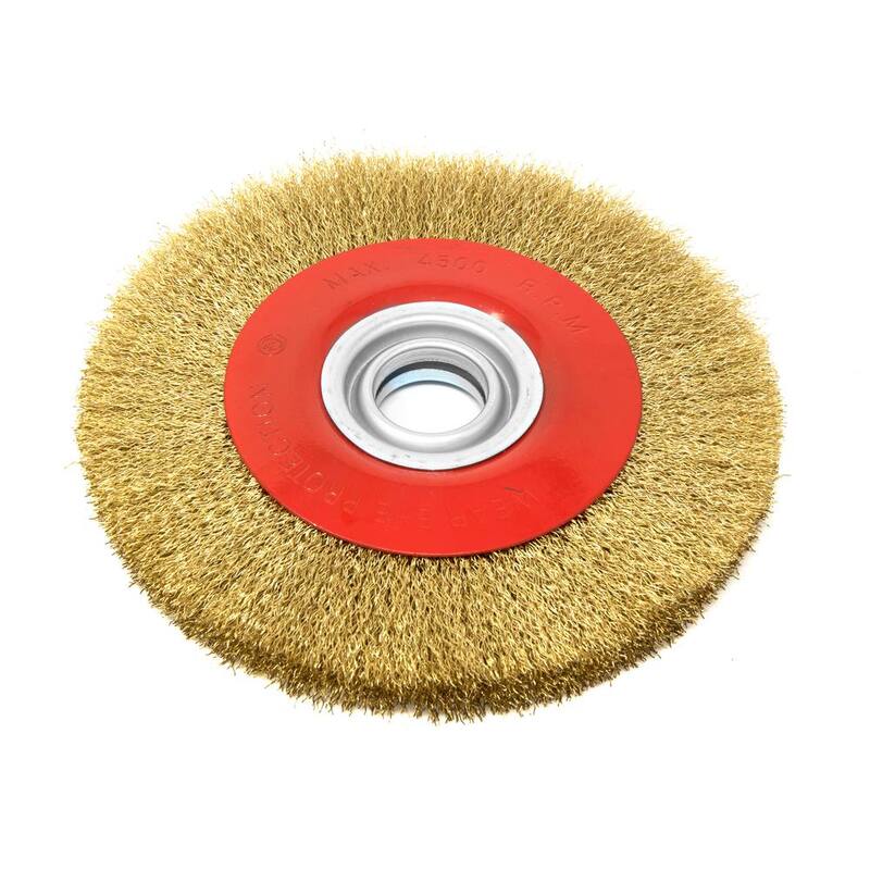 Rueda de alambre de bancada de acero crimpado de 8 pulgadas x 3/4 pulgadas con adaptadores de mandril - WW8058